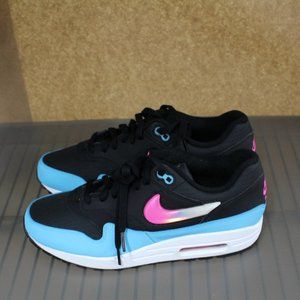 Nike Men's Air Max 1 Black/Laser Fuchsia/Blue Fury‎ CI2450-001 (Size: 8.5)